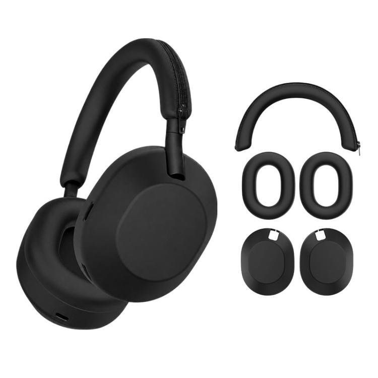 3-i-1 silikonbeskyttelsesetui til Sony WH-1000XM6 – Svart / Hodetelefonbeskyttelse / Silikonetui