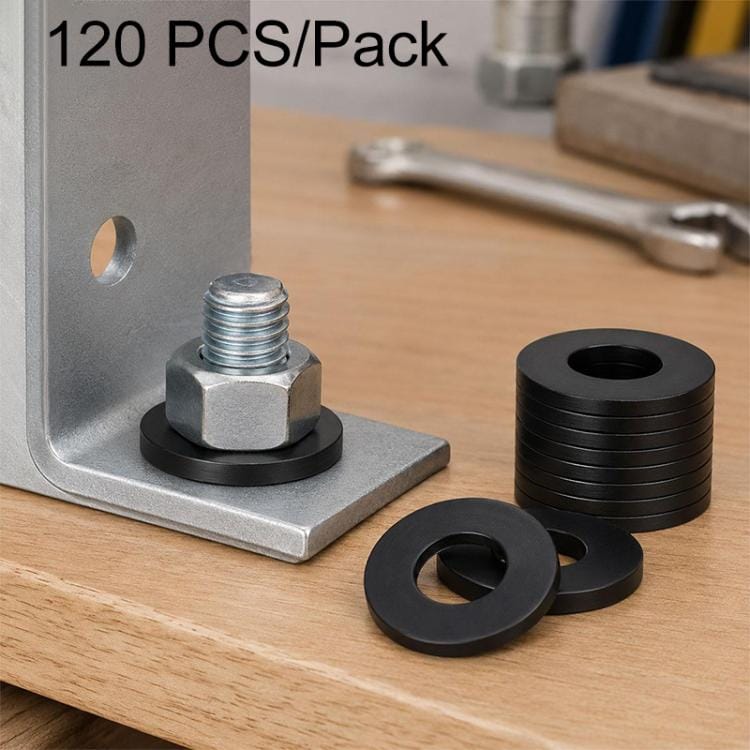 120-pakning avstandsskiver i nylon / isolasjonsskiver / washers i 5 størrelser – Svart