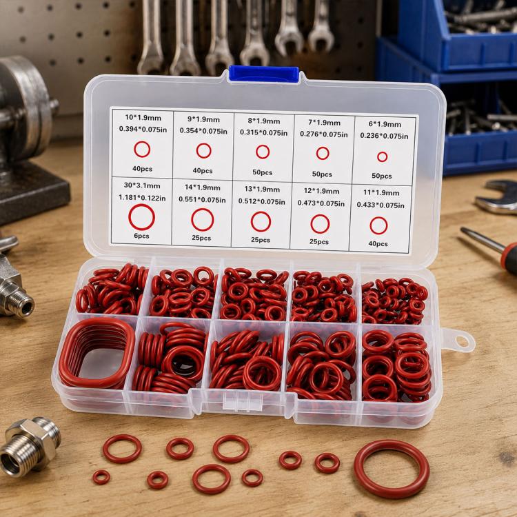 O-ringer i gummi, sett med 351 deler – Rød / Tetningsringer / Silikonringer