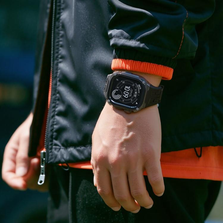 Silikonarmbånd med metallramme til Apple Watch Ultra 49 mm – Svart / Armbånd / Silikonarmbånd