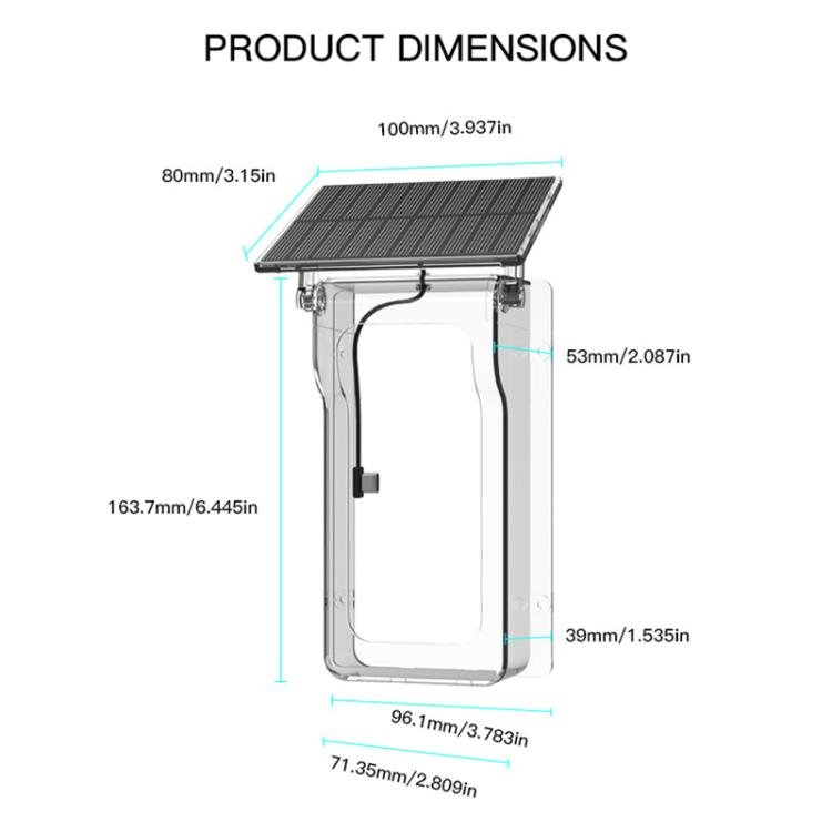 Smart dørklokke med kamera / solcellepanel, PIR-sensor, toveiskommunikasjon og mottaker