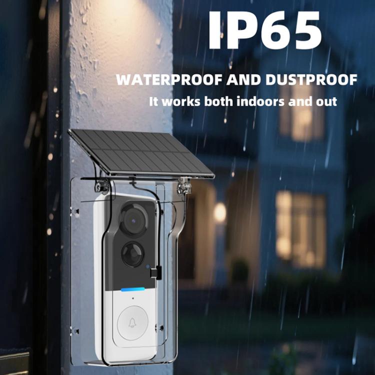 Smart dørklokke med kamera / solcellepanel, PIR-sensor, toveiskommunikasjon og mottaker