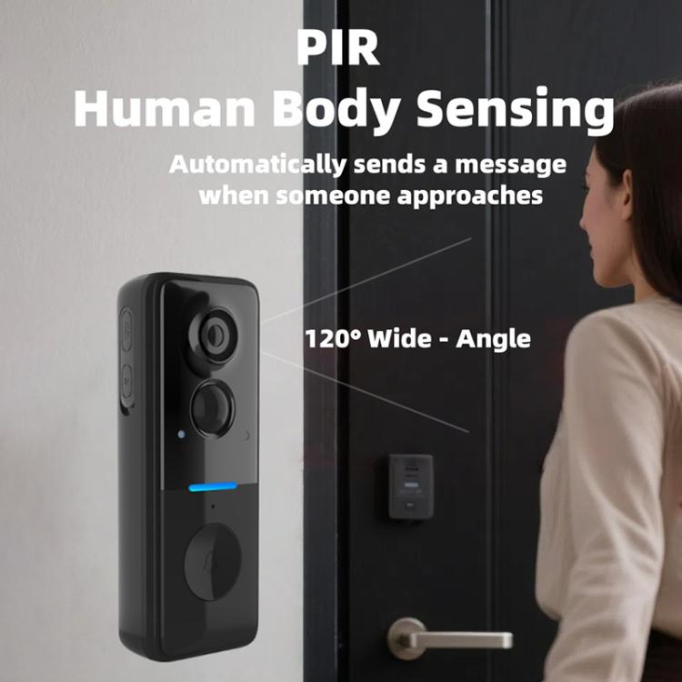 Smart dørklokke med kamera / solcellepanel, PIR-sensor, toveiskommunikasjon og mottaker