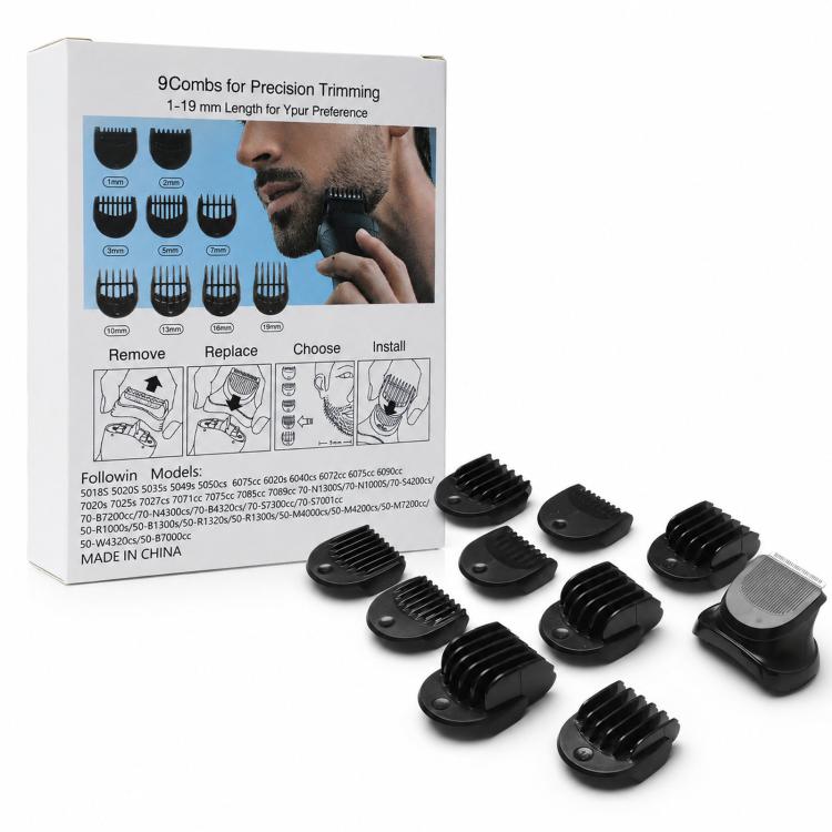 Trimmerhode med 9 avstandskammer (1–19 mm) til Braun Series 5/6/7 / Trimmerhode / Sett med avstandskammer
