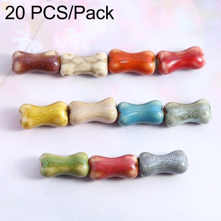Keramikkperler i form av hundeben, 18 x 9 mm, 20-pakning – Blandede farger / Smykkepærler / DIY-pærler