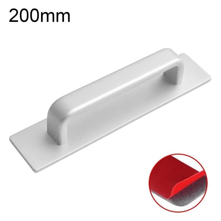 Håndtak i aluminium, uten hull, bredde 200 mm – Sølv / Møbelhåndtak / Skaphåndtak