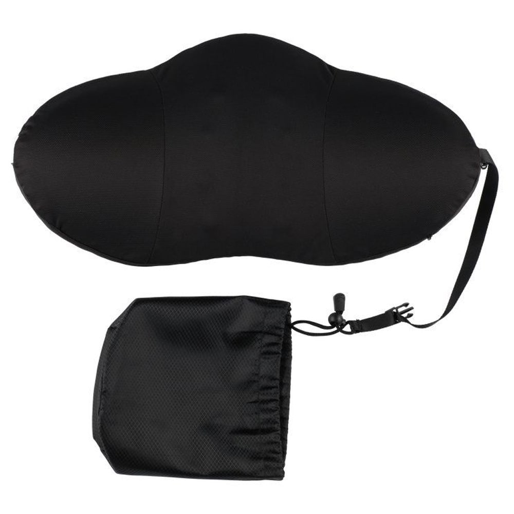 Korsryggpute / nakkepute i memory foam / støttepute 50×13×25 cm med bæreveske – Svart