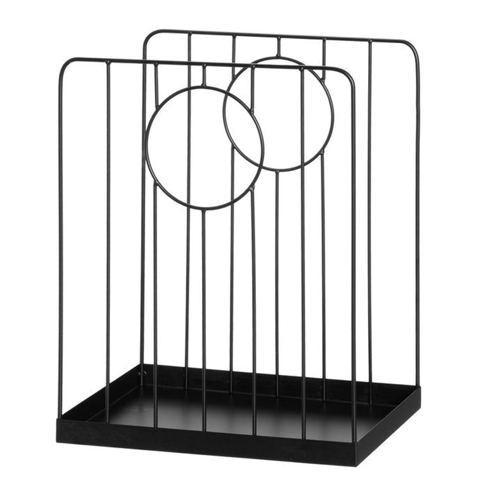 Vedstativ 40 x 30 x 50 cm – Svart / Vedoppbevaring i metall / Vedkurv til ovn og peis