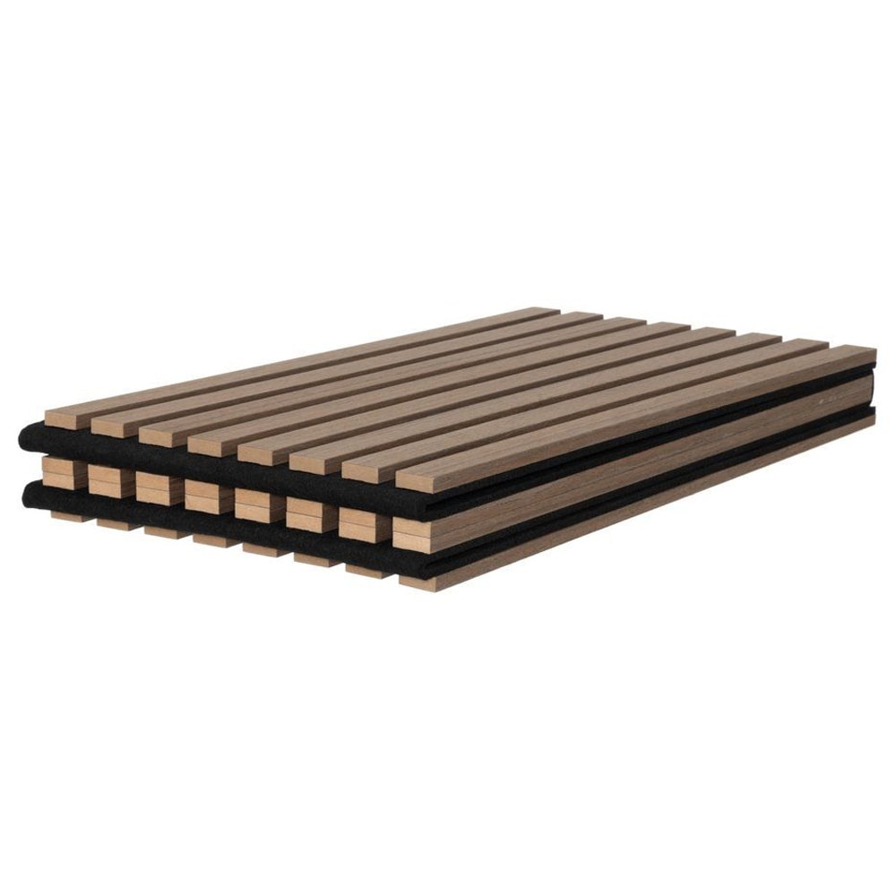 Akustisk veggpanel 32 x 240 cm – valnøtt / Akustikkpanel / Lydabsorberende ribbepanel i MDF