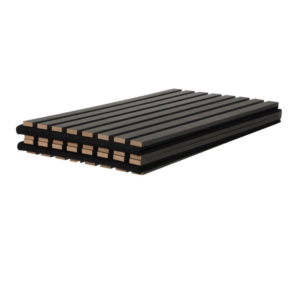 Akustisk veggpanel 32 x 240 cm – grå / Akustikkpanel / Lydabsorberende ribbepanel i MDF