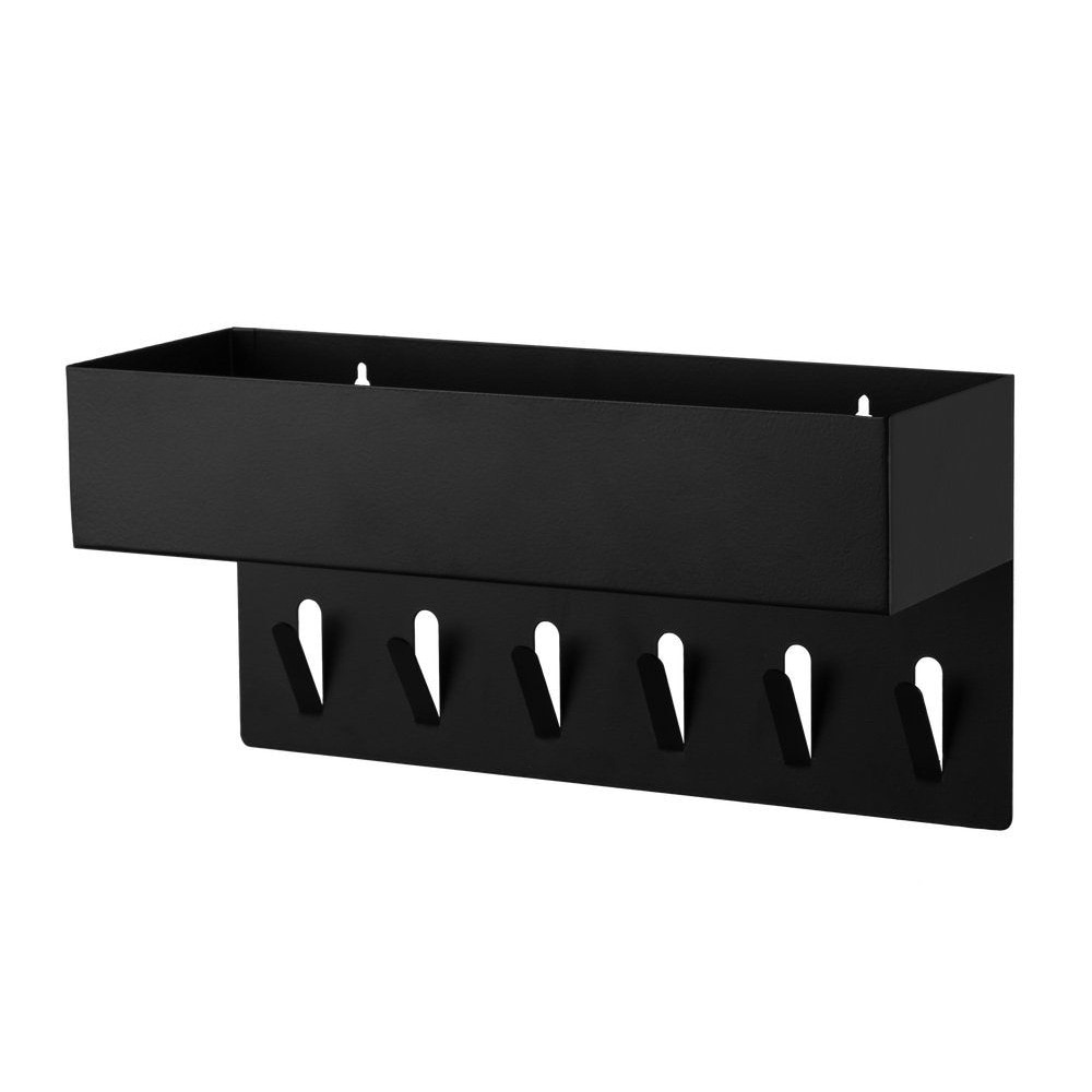 Veggkroker Clip med oppbevaringsboks 30 cm – Svart / Veggoppbevaring / Veggmontert kroklist