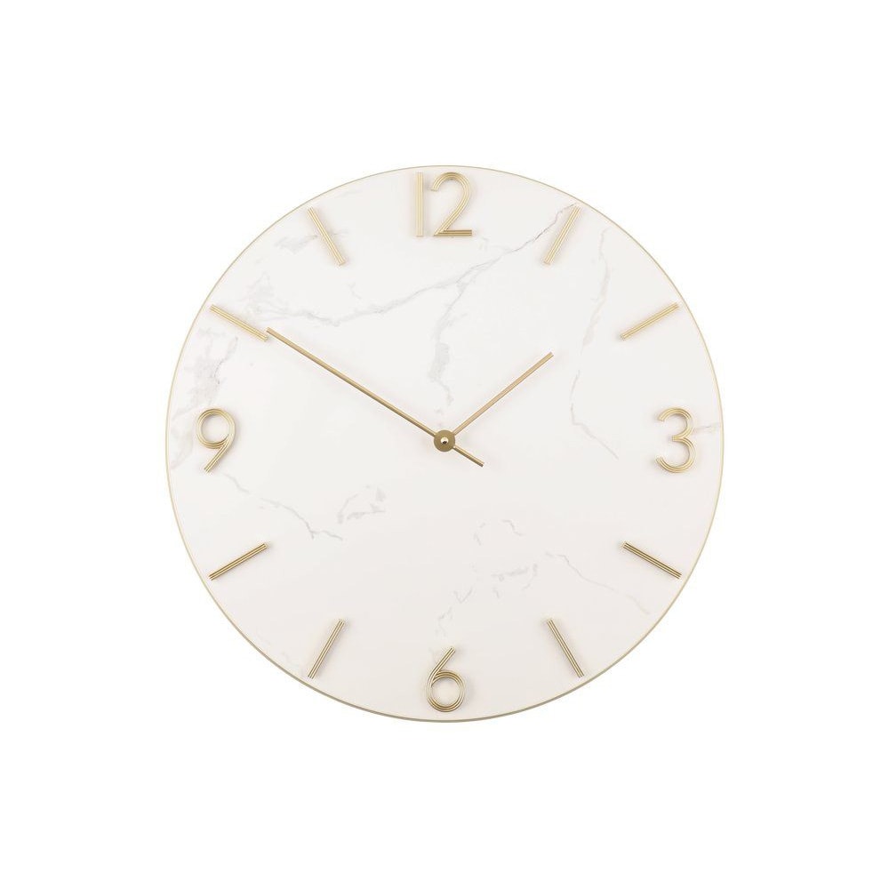 Veggklokke Marlo 66 cm / Stor klokke med marmormønster / Stille veggklokke med sveipende visere