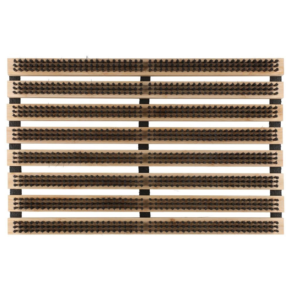 Dørmatte med børster 58×37 cm / skrapmatte / inngangsmatte – Tre/Svart