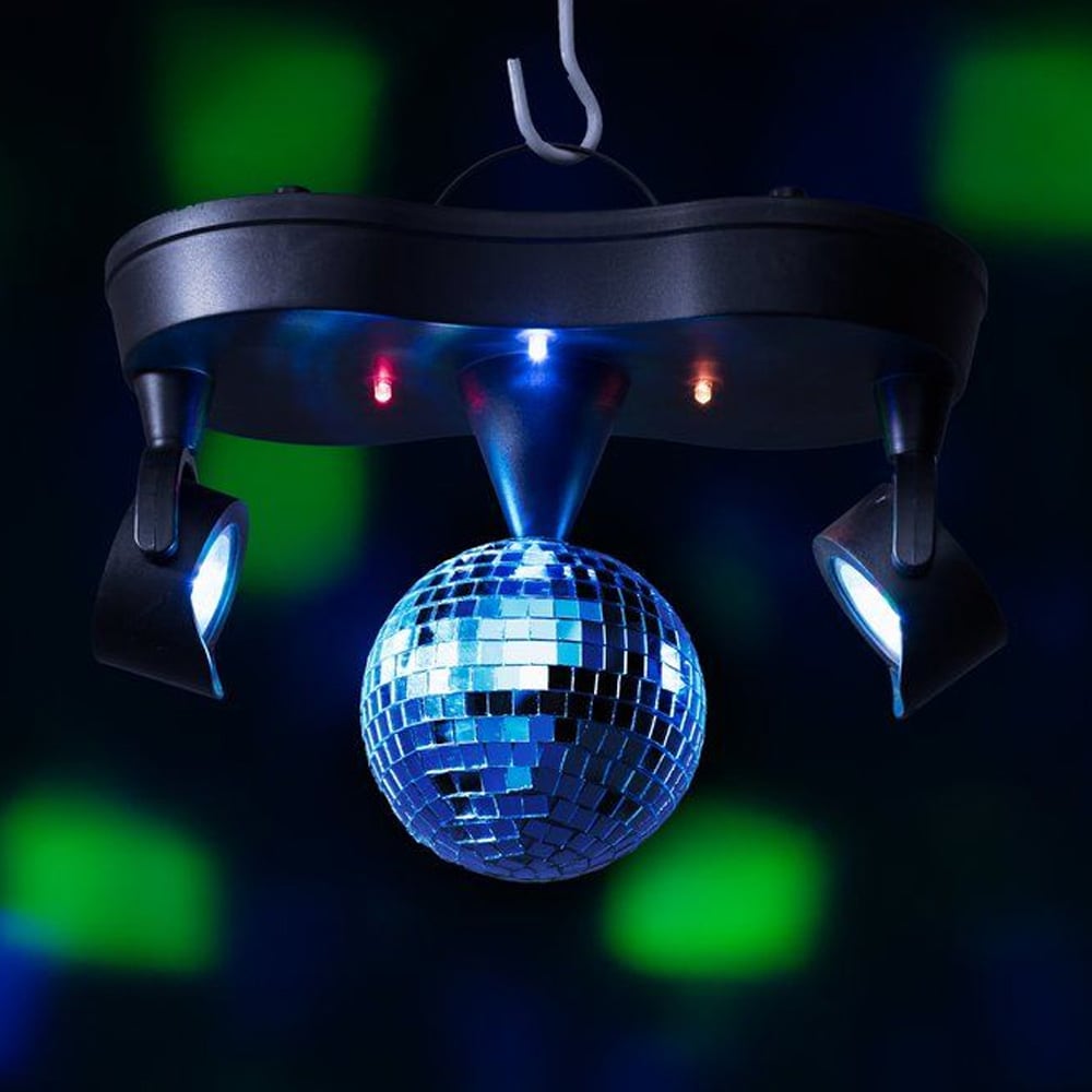 Diskokule med LED-lys / Speilkule med to LED-lamper / Disco-lys til fest innendørs