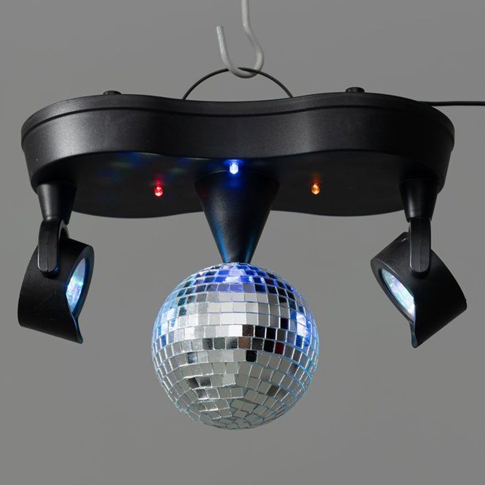 Diskokule med LED-lys / Speilkule med to LED-lamper / Disco-lys til fest innendørs