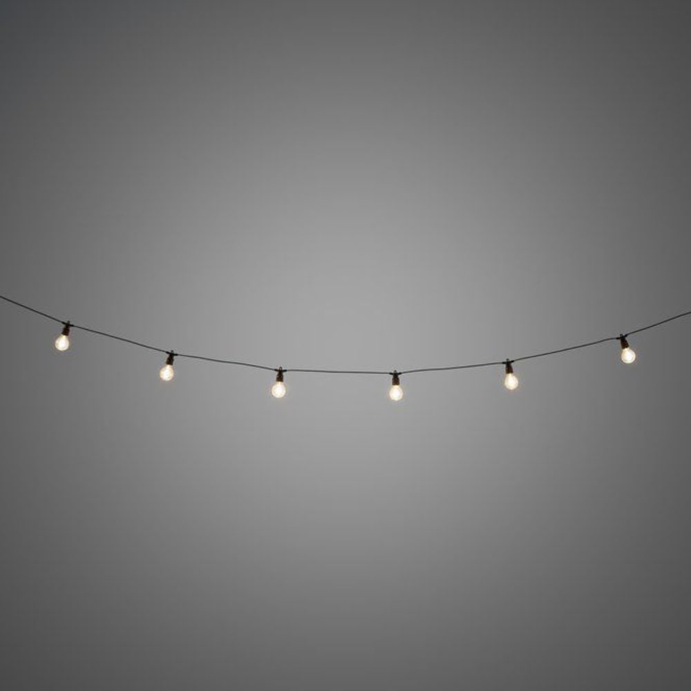 Festlys med 10 LED-pærer / Varmhvit lysslynge med glødetråd / Festbelysning innendørs og utendørs