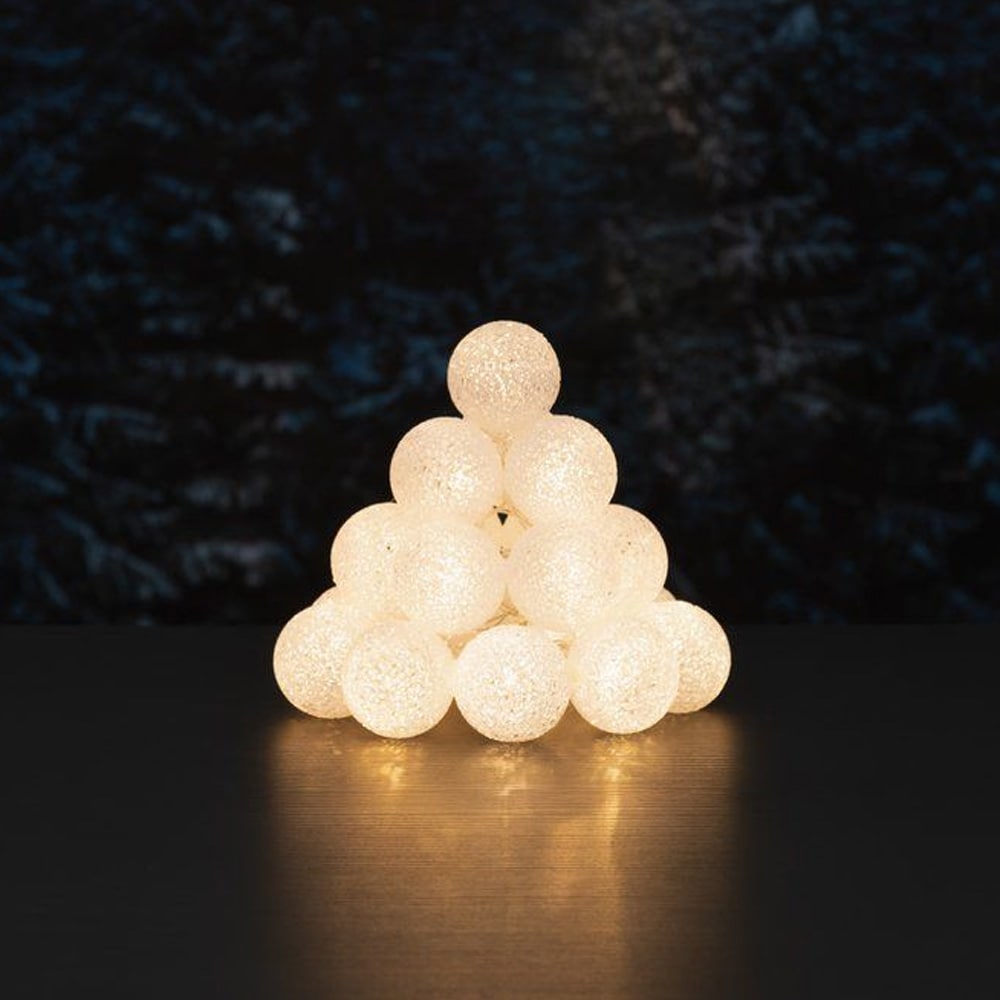 Snølykt med LED-lys / Varmhvit snøballlykt med 20 LED-pærer / Lysdekorasjon for innendørs og utendørs bruk