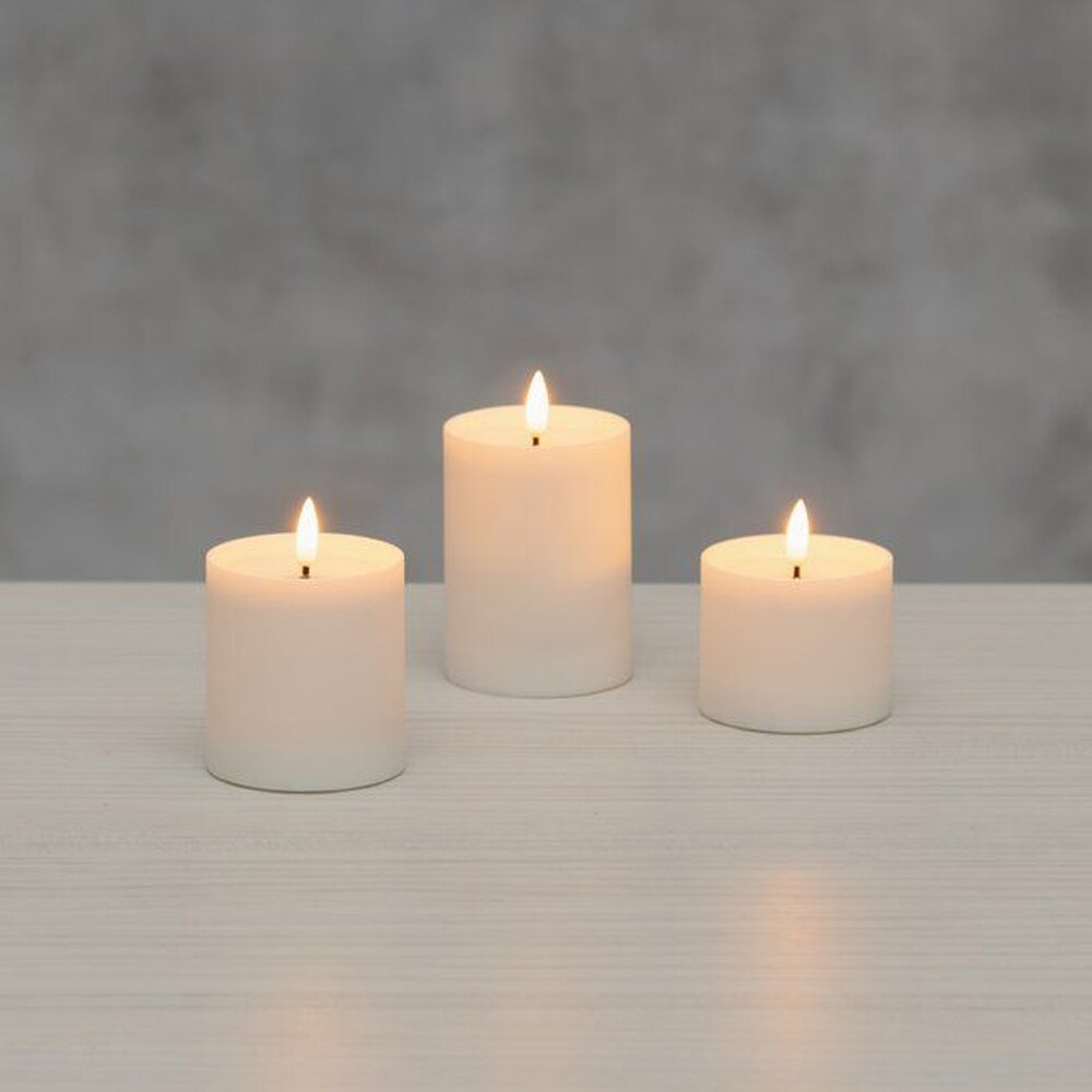 LED-blokklys med smelteeffekt og 3D-flamme, 3-pakning / Batteridrevet lys med tidsur / Elektriske lys