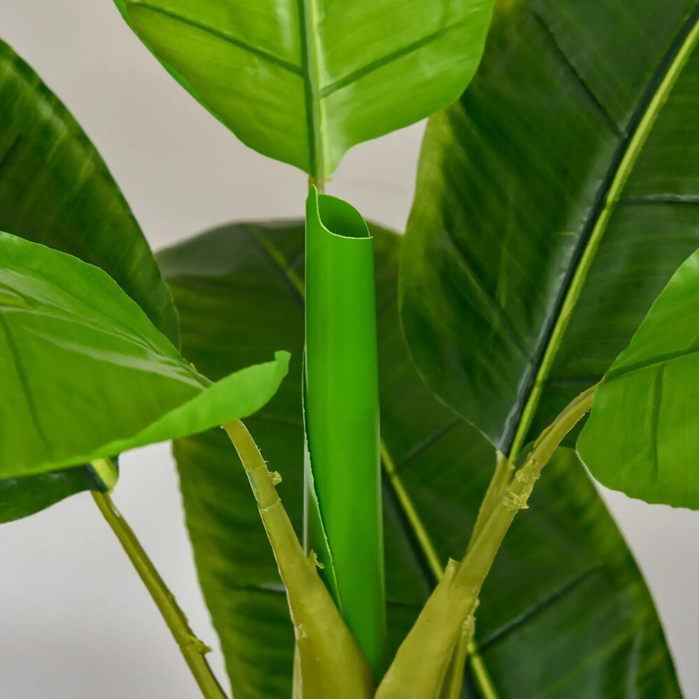 Kunstig bananplante 150 cm / kunstplante med 18 blader og potte / dekorasjonsplante – Grønn