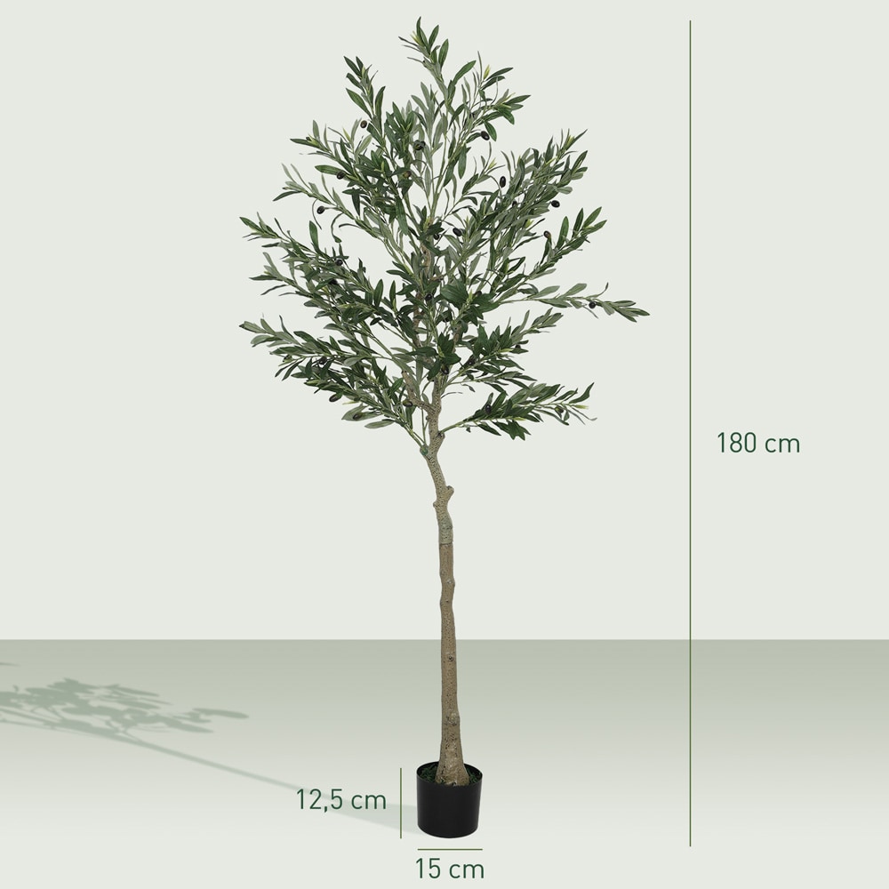 Kunstig oliventre 180 cm / dekorativt tre med formbare grener og naturtro blader – Grønn