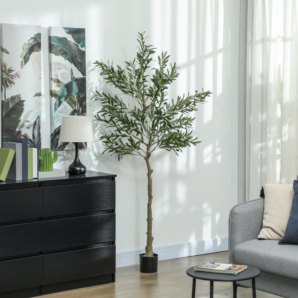 Kunstig oliventre 180 cm / dekorativt tre med formbare grener og naturtro blader – Grønn
