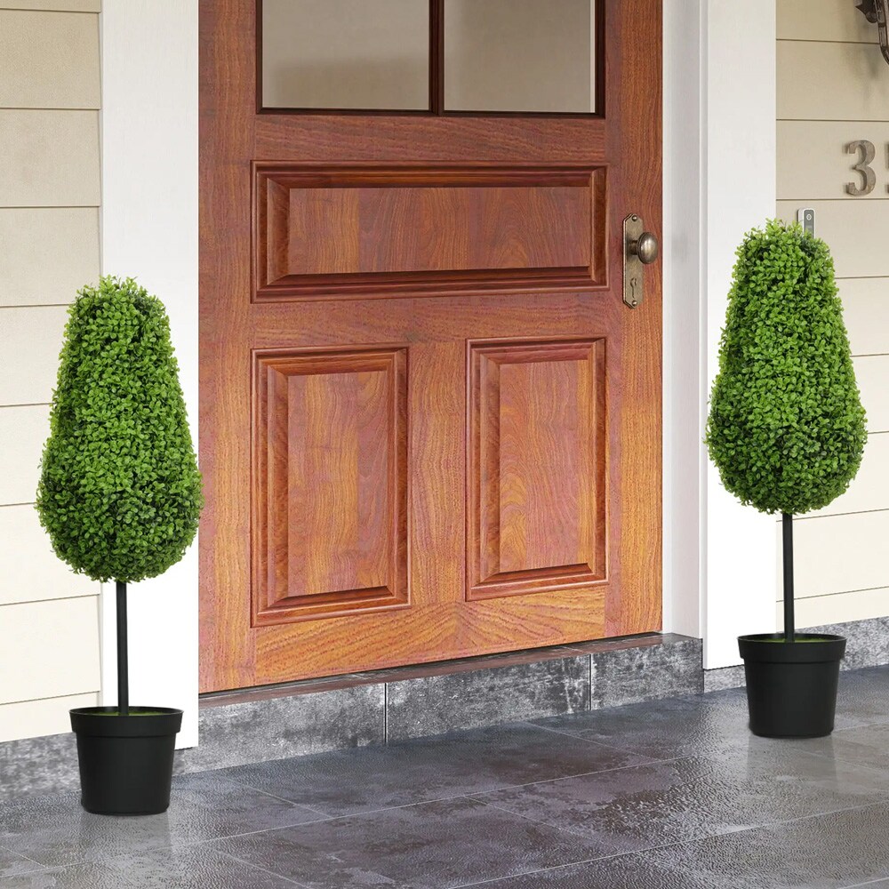 Kunstig buksbom 2 stk / dekorative planter i potte 90 cm – Grønn