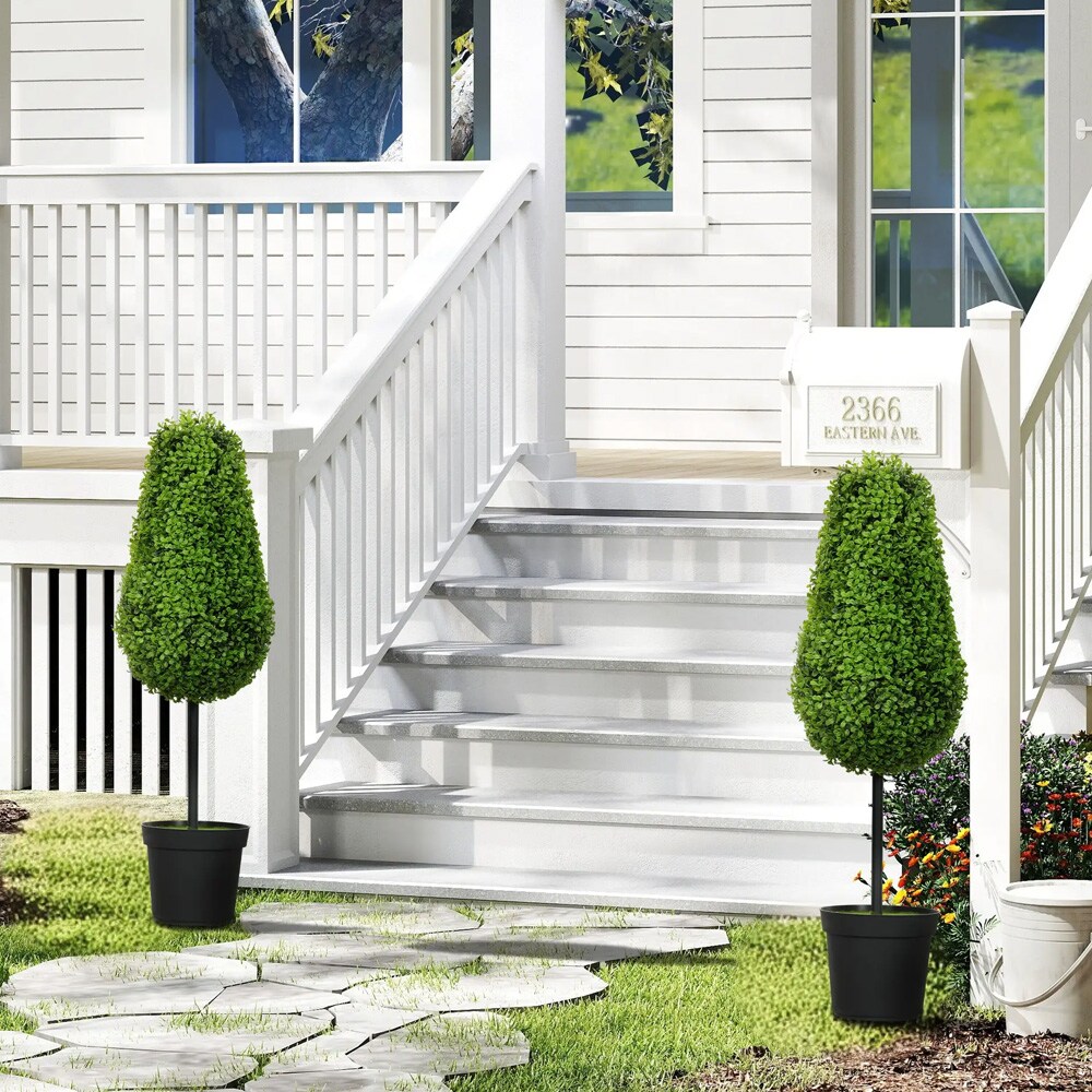 Kunstig buksbom 2 stk / dekorative planter i potte 90 cm – Grønn