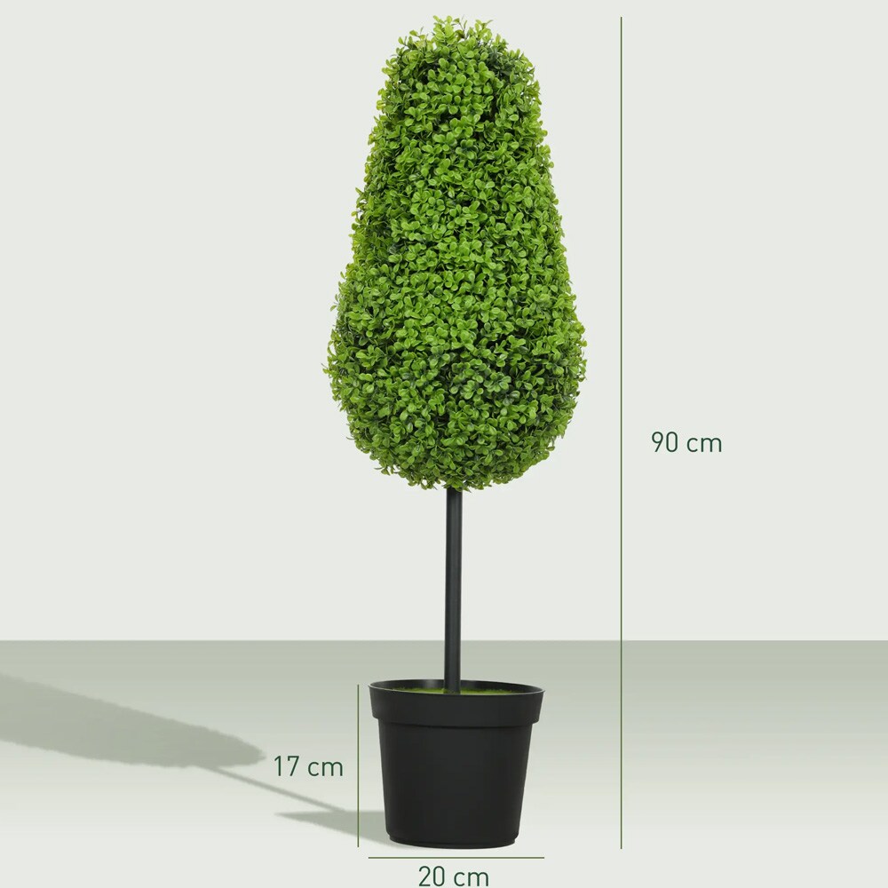 Kunstig buksbom 2 stk / dekorative planter i potte 90 cm – Grønn