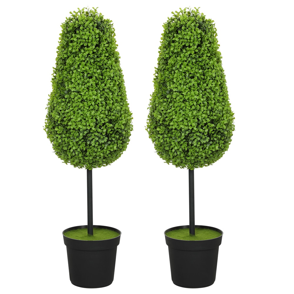 Kunstig buksbom 2 stk / dekorative planter i potte 90 cm – Grønn