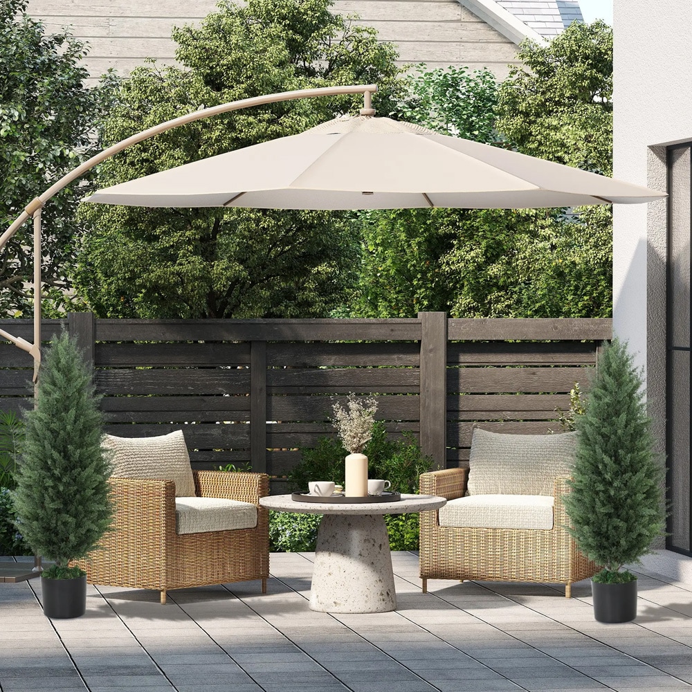 Kunstige sypresser 2 stk / dekorative planter i potte 90 cm for inne- og utebruk – Grønn