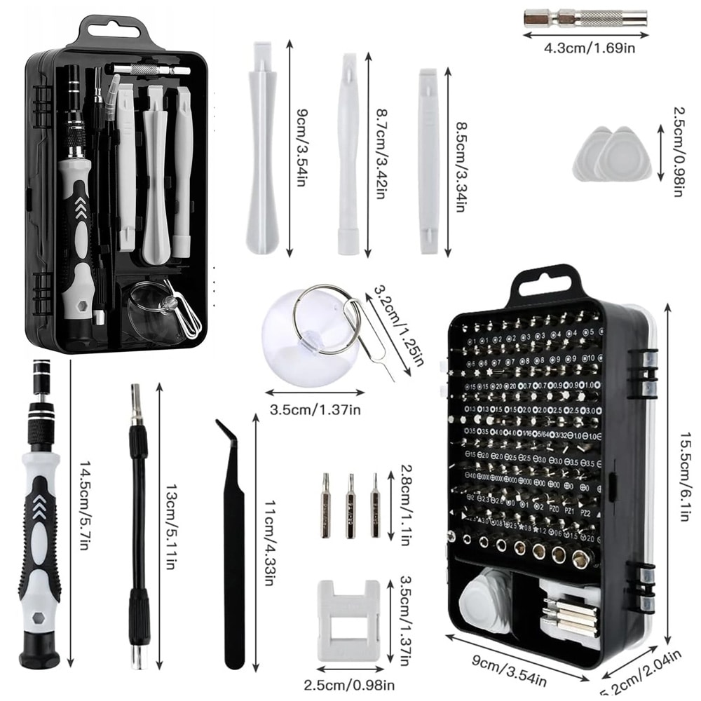 Presisjonsskruetrekkersett Torx 118-i-1 / Magnetisk reparasjonssett / Verktøy for elektronikk