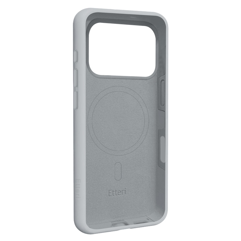 Etteri silikon-MagSafe-etui i sølv til iPhone 17–18 Pro – Silikonetui – Mykt etui