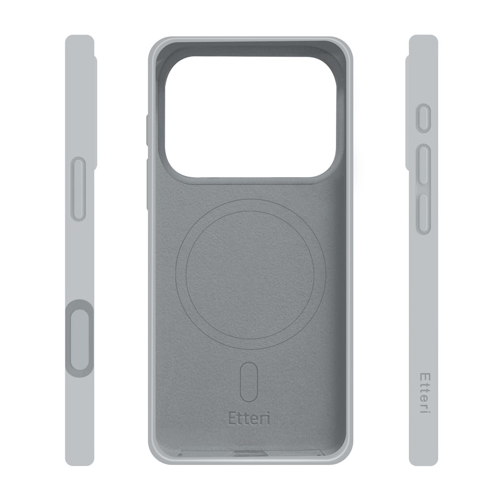 Etteri silikon-MagSafe-etui i sølv til iPhone 17–18 Pro – Silikonetui – Mykt etui