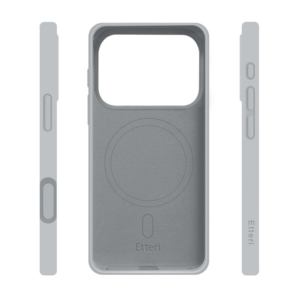 Etteri silikon-MagSafe-etui til iPhone 17–18 Pro Max – Sølv – Mag-etui – Silikonetui