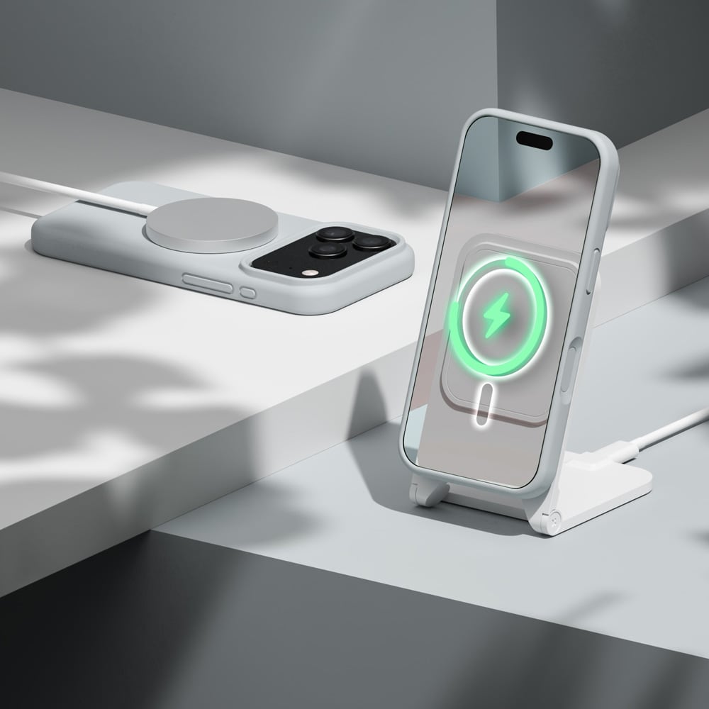 Etteri silikon-MagSafe-etui til iPhone 17–18 Pro Max – Sølv – Mag-etui – Silikonetui