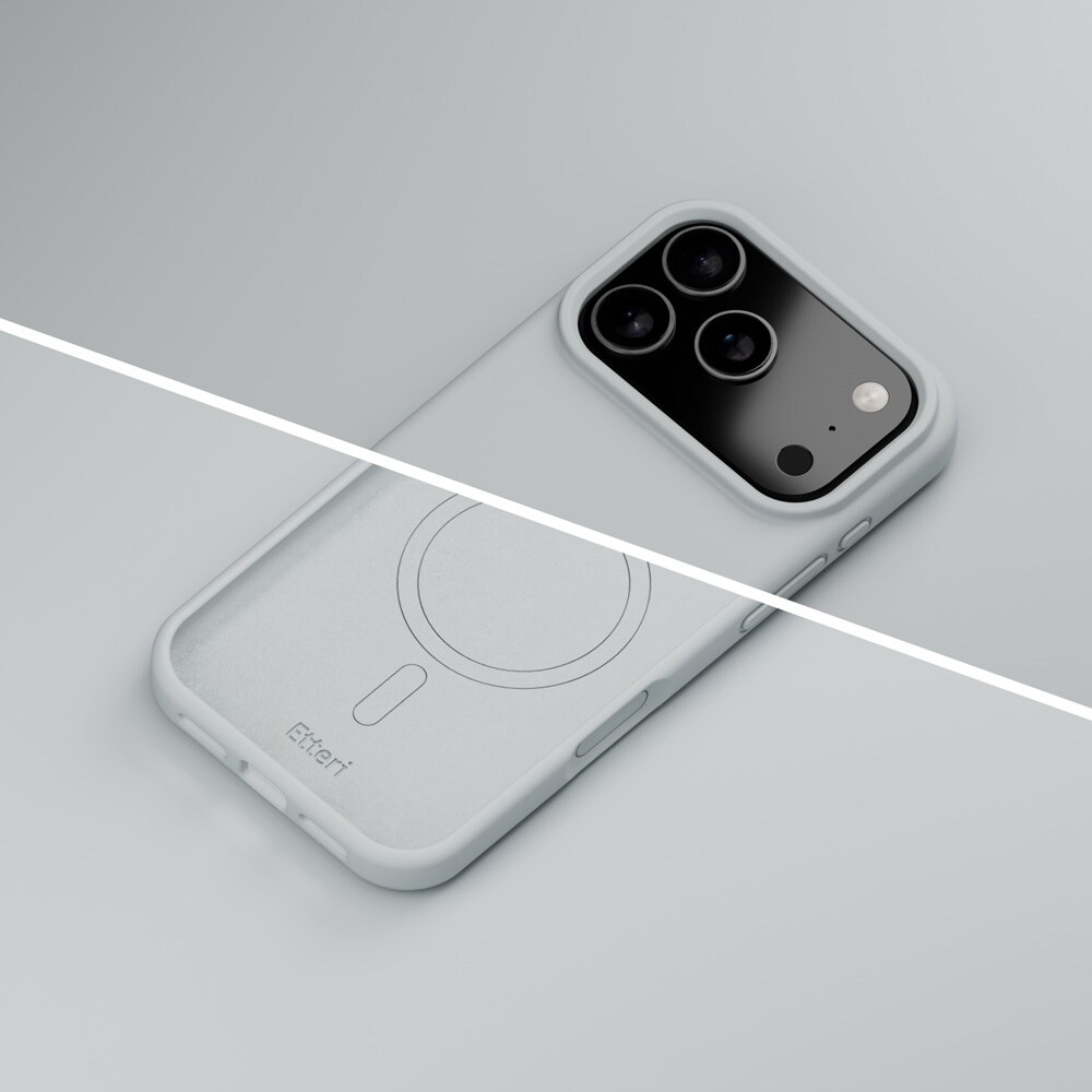 Etteri silikon-MagSafe-etui til iPhone 17–18 Pro Max – Sølv – Mag-etui – Silikonetui