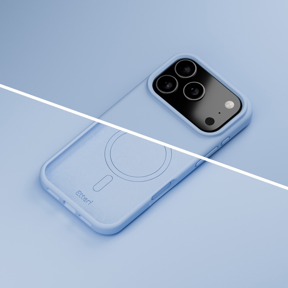 Etteri MagSafe-etui til iPhone 17–18 Pro Max – Lysblått – Silikonetui – Mobiletui