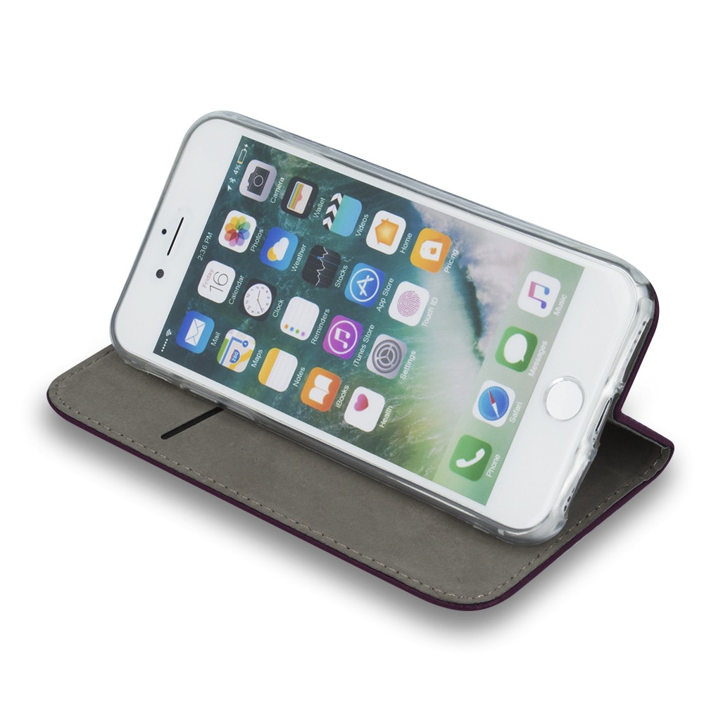 Flip-etui med stativ til iPhone 17 Pro / 18 Pro – Vindrød / Lommebok-etui / Mobiletui