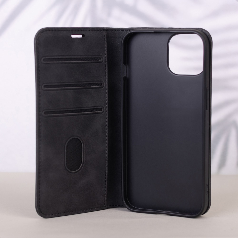 Etui i kunstlær til iPhone 17 Pro / iPhone 18 Pro – Svart / Lommeboketui / Mobiletui