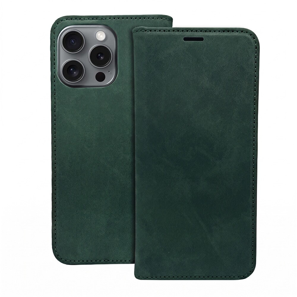 Etui i kunstlær til iPhone 17 Pro / iPhone 18 Pro – Grønn / Lommeboketui / Mobiletui