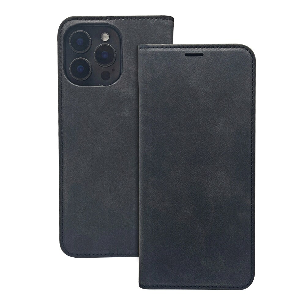 Smart Suede-etui til iPhone 17/18 Pro Max – Svart / Lommeboketui / Flip-etui