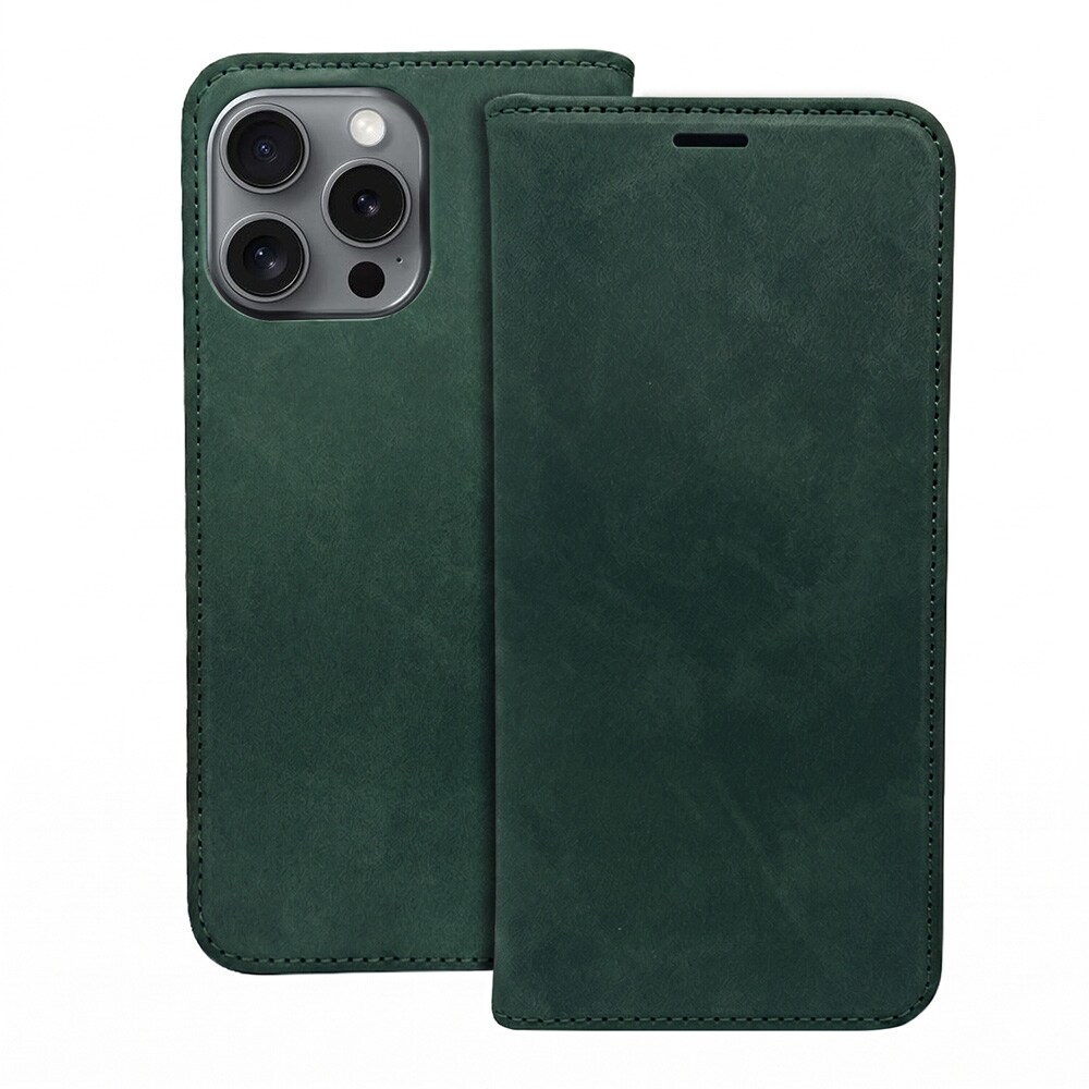 Smart Suede-etui til iPhone 17/18 Pro Max – Grønn / Lommebok-etui / Flip-etui