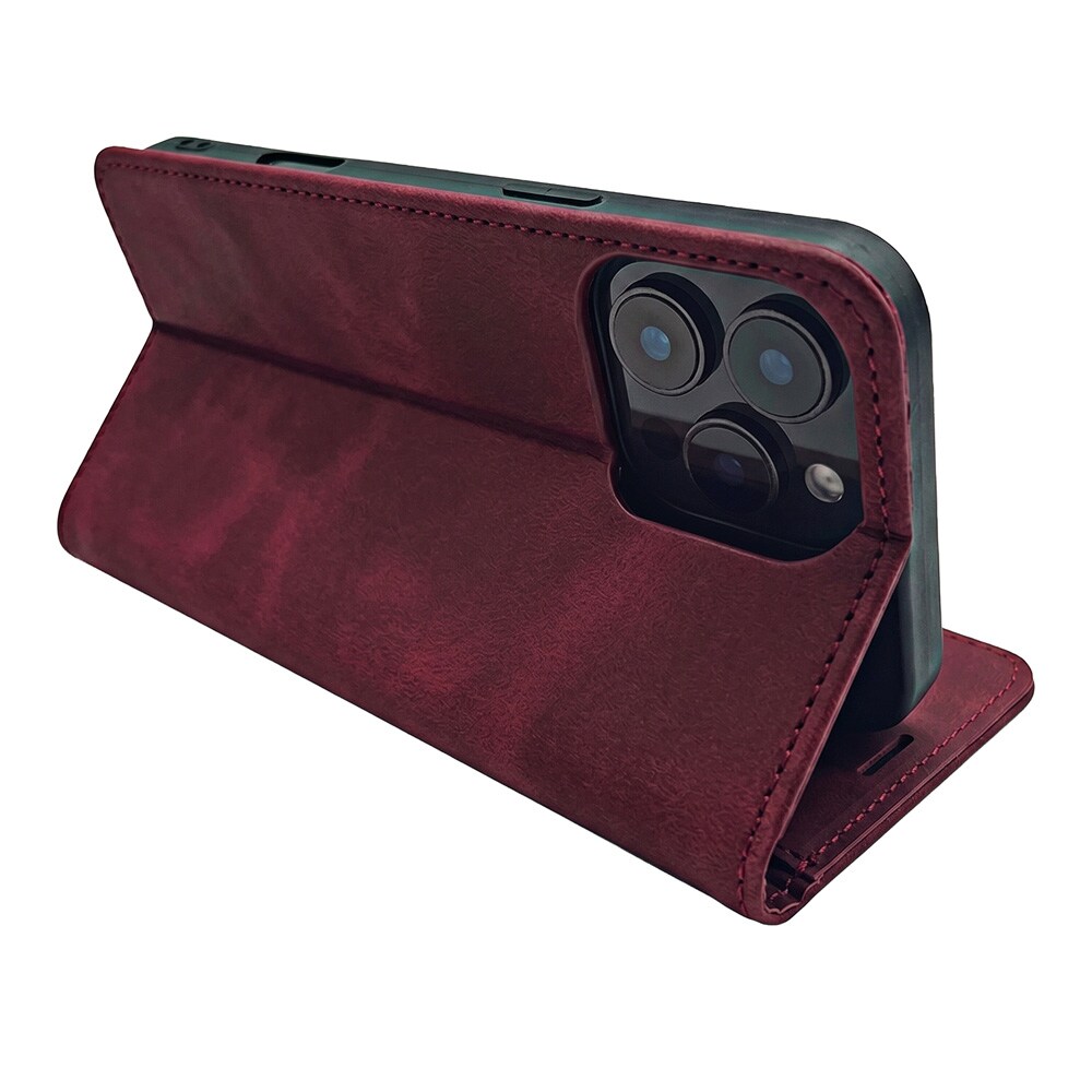Smart Suede-etui til iPhone 17/18 Pro Max – Rødbrun / Lommeboketui / Flip-etui