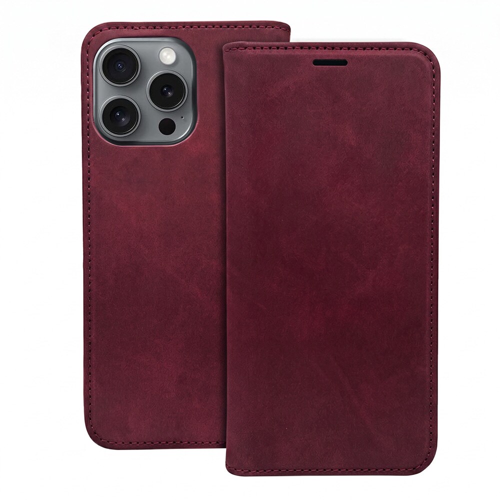 Smart Suede-etui til iPhone 17/18 Pro Max – Rødbrun / Lommeboketui / Flip-etui
