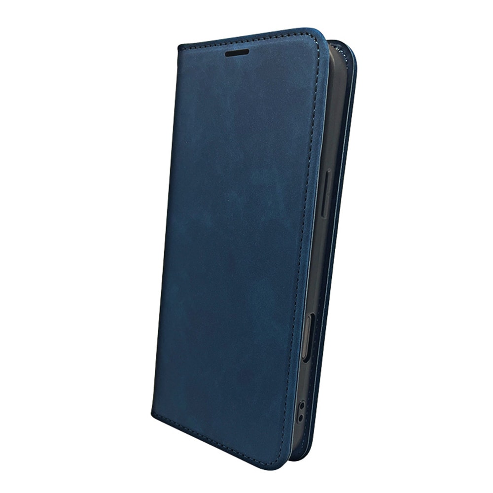 Smart Suede-etui til iPhone 17–18 Pro Max – Blå – Lommeboketui – Sammenleggbart mobiletui