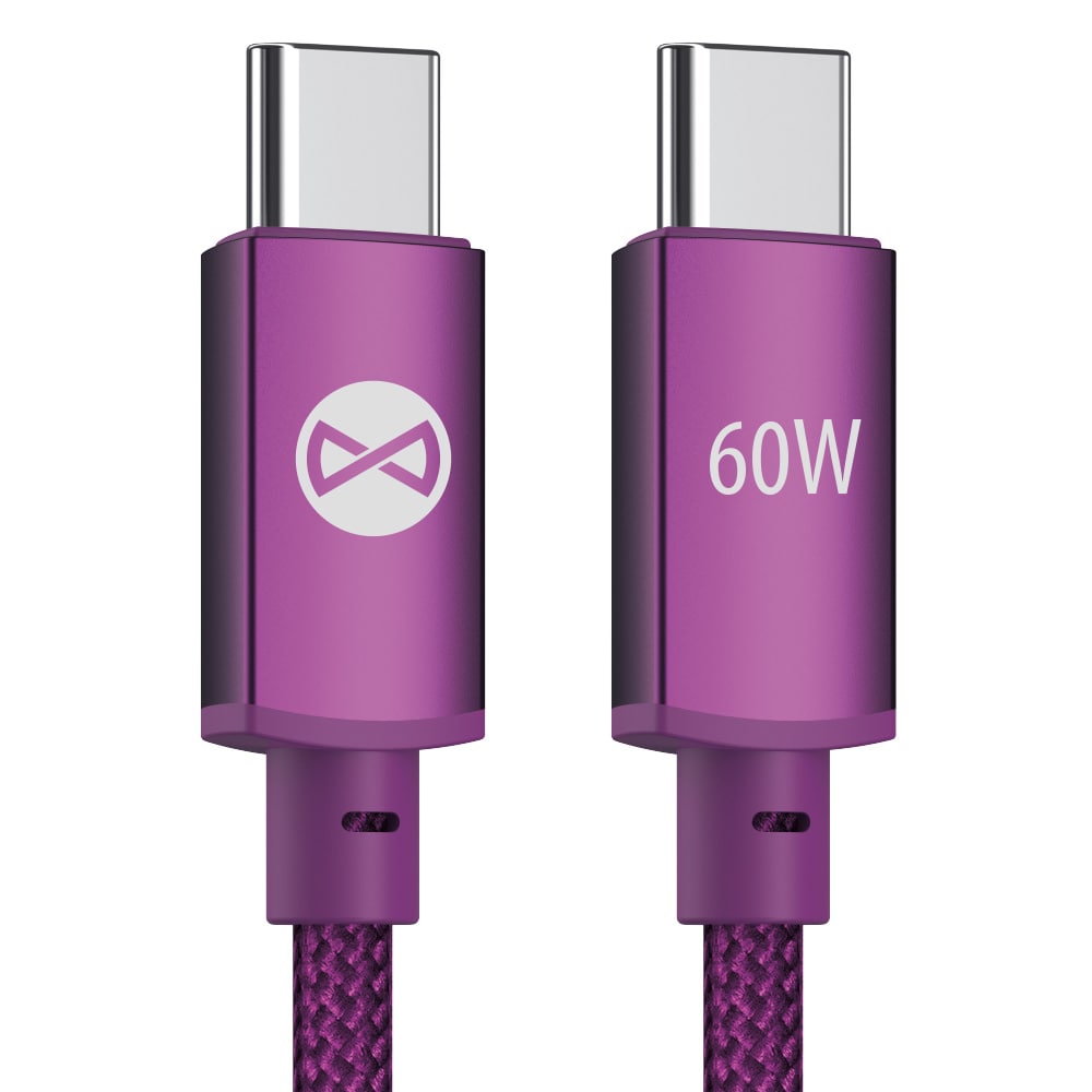 Forever Vibe USB-C-kabel 1 m 60 W – Mørk kirsebær / Hurtigladekabel / Datakabel