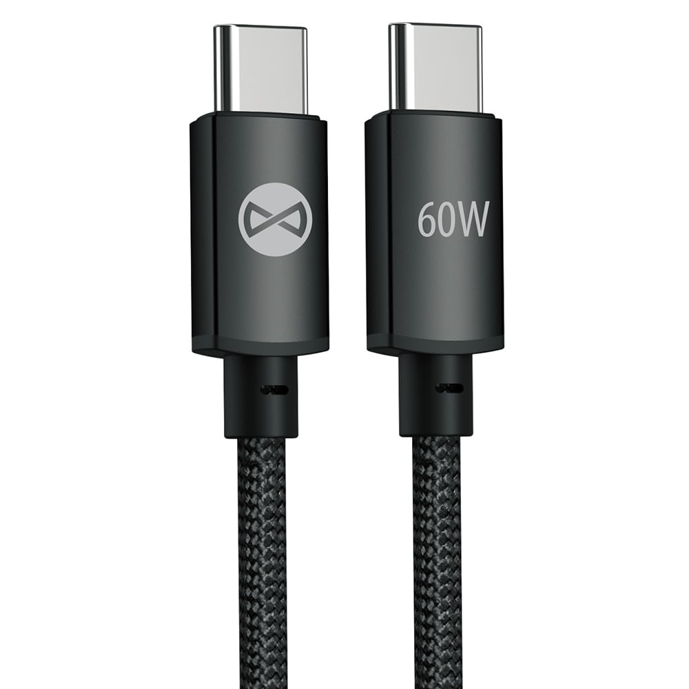 Forever Vibe USB-C-kabel 1 m 60 W – Mørkegrå / Hurtigladingskabel / USB-C-datakabel