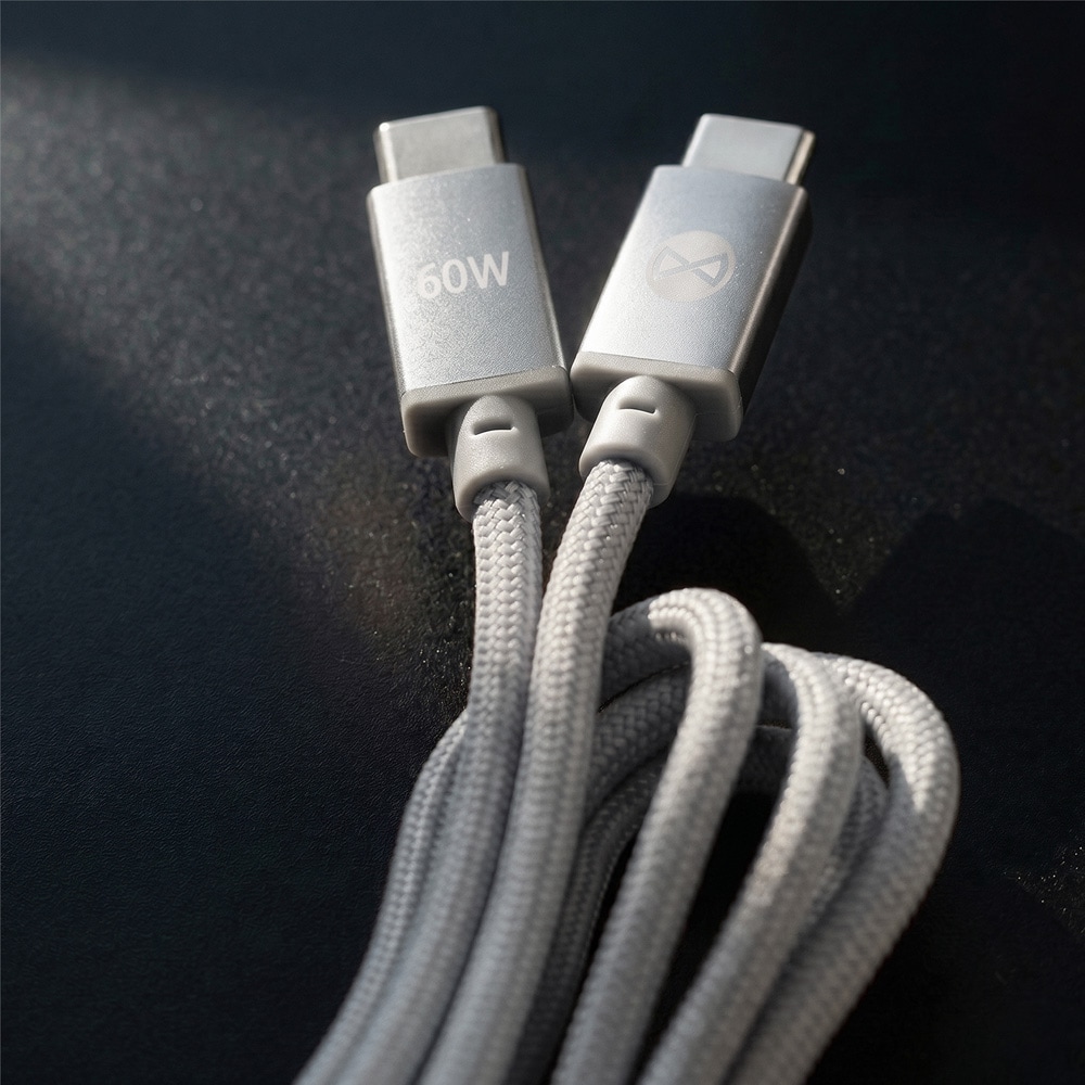 Forever Vibe USB-C-kabel 1 m 60 W – Sølv / Hurtigladekabel / USB-C-datakabel