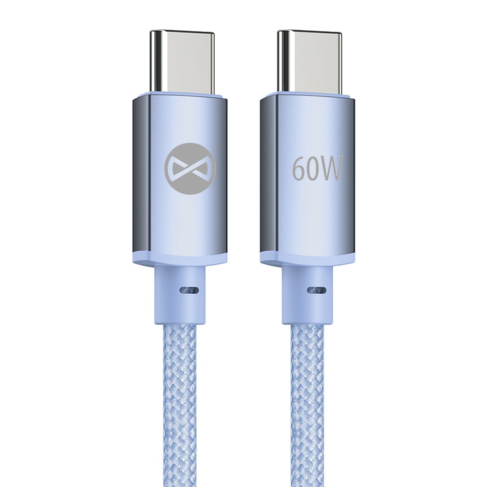 Forever Vibe USB-C-kabel 1 m 60 W – Blå / Hurtigladingskabel / USB-C-kabel for dataoverføring