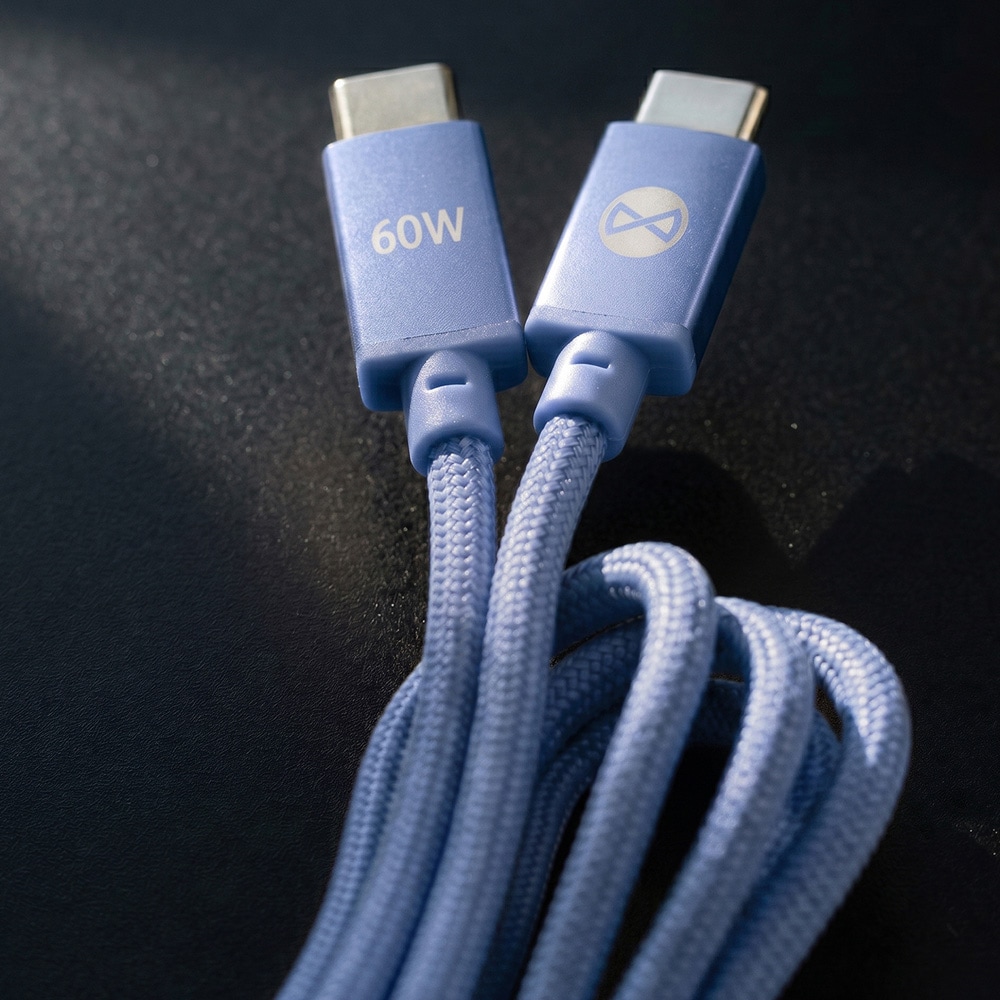 Forever Vibe USB-C-kabel 1 m 60 W – Blå / Hurtigladingskabel / USB-C-kabel for dataoverføring